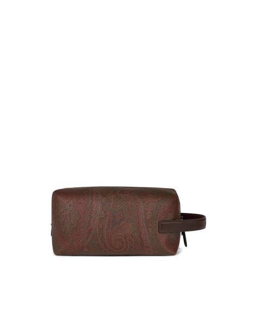 Etro Brown Medium Arnica Pouch With Pegaso Embroidery for men
