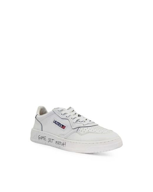 Autry White Match Slogan-Print Sneakers