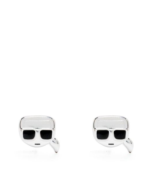 Karl Lagerfeld White Ikonik Karl Stud Earrings
