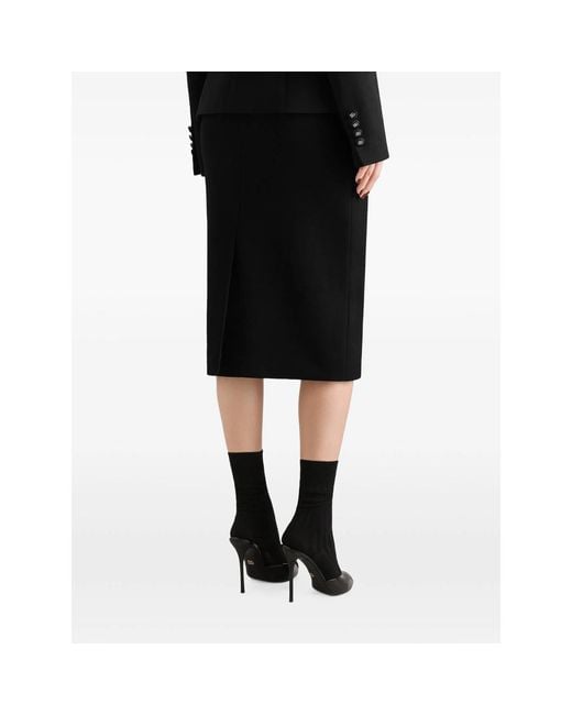 Dolce & Gabbana Black Double Wool Crêpe Skirt