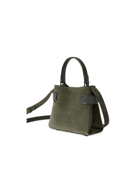 Brunello Cucinelli Green Essence Small Top-Handle Bag