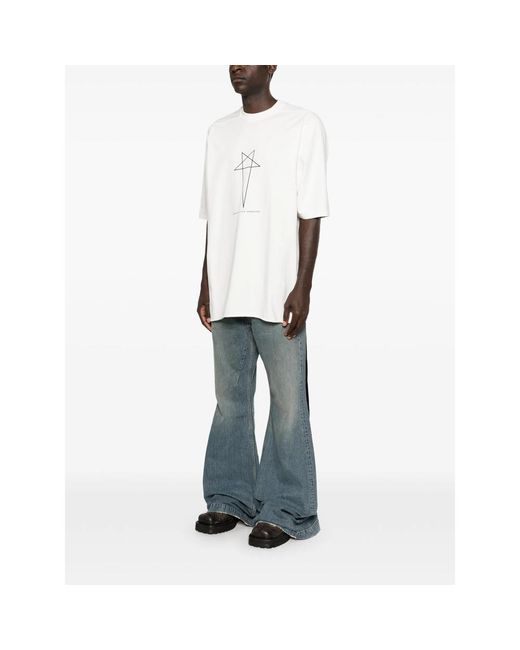 Rick Owens White Star-Graphic Ribbon T-Shirt for men