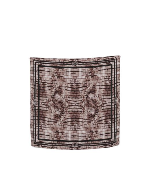 Elisabetta Franchi Metallic Square Silk Scarf With Pattern