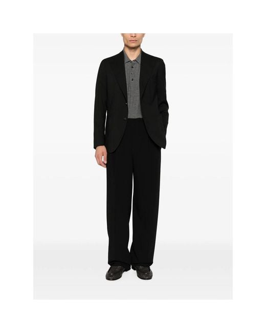 Giorgio Armani Black Pleated Wide-Leg Trousers for men