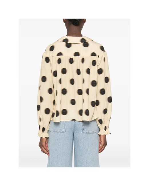 Stine Goya Natural Polka-Dot Tie-Neck Blouse
