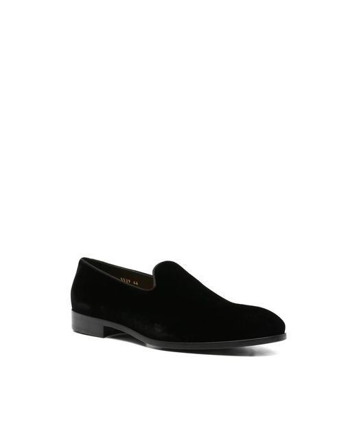 Doucal's Black Velvet-Effect Loafers for men