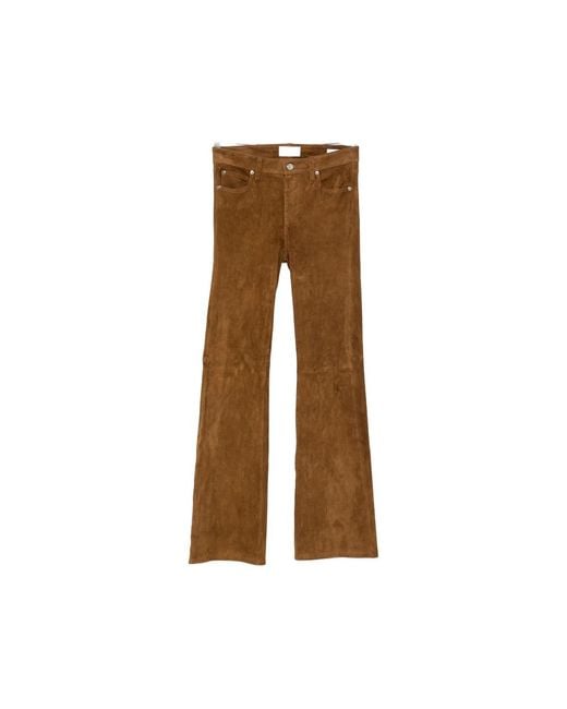 FRAME Brown The Rodeo Suede Flared Trousers
