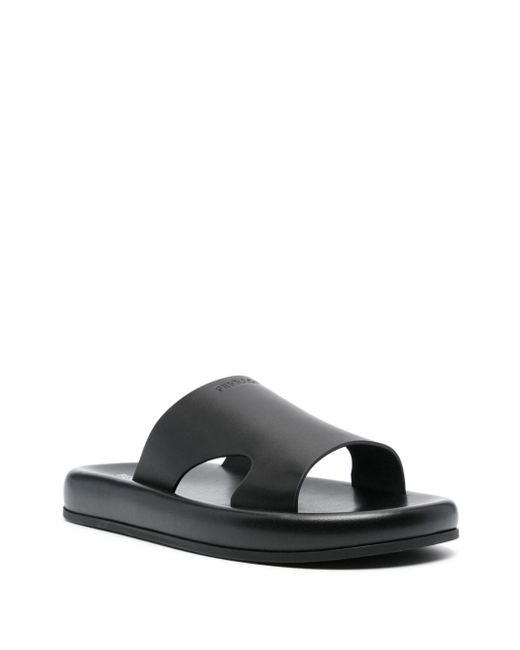 Ferragamo Black Cut-Out Leather Sandals for men