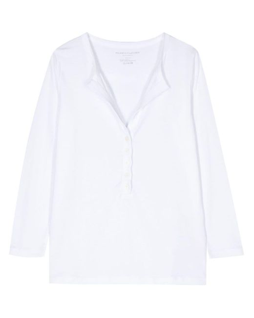 Majestic Filatures White Tonal Stitching V-Neck T-Shirt