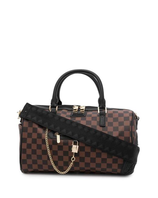 Sprayground Checked Zipup Holdall in Brown/ Black (Black) for Men