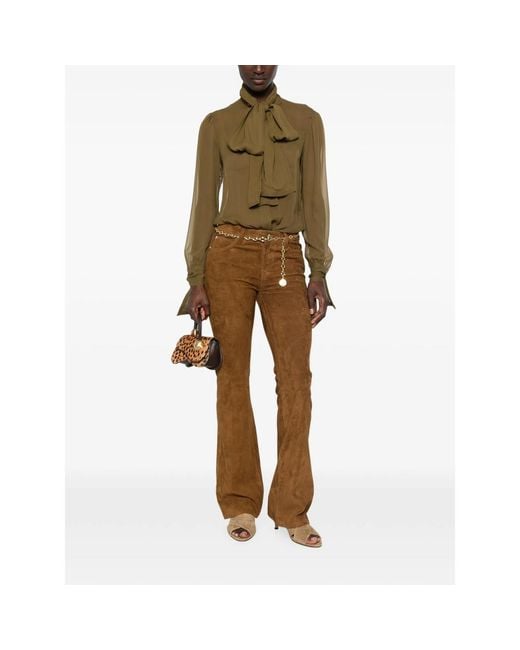FRAME Brown The Rodeo Suede Flared Trousers