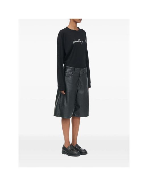 MM6 by Maison Margiela Gray Faux-Leather Knee-Length Shorts
