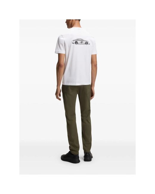 Boss White X Porsche Car-Graphic T-Shirt for men