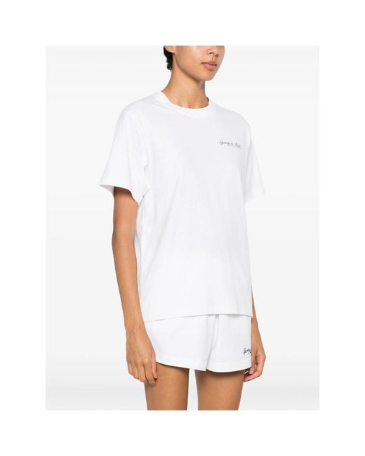 Sporty & Rich White Logo-Print Crew-Neck T-Shirt