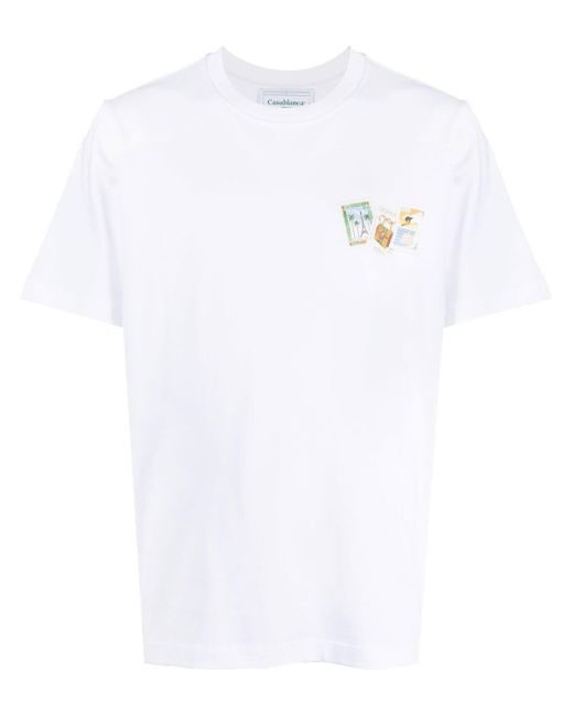 CASABLANCA White Souvenirs De Vacances Stamp-print T-shirt for men