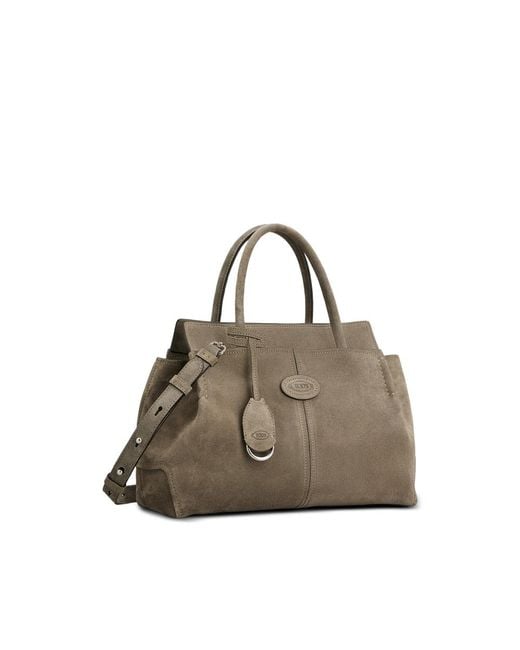 Tod's Gray Logo-Patch Suede Tote Bag