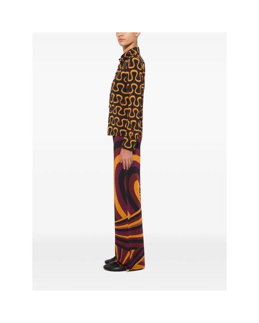 Emilio Pucci Red Iride Print Satin Jersey Pants