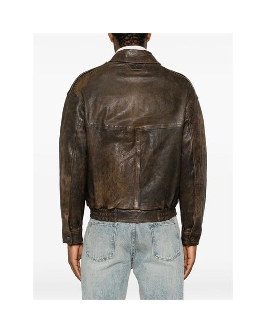 SANTORO Green Distressed-Effect Jacket for men