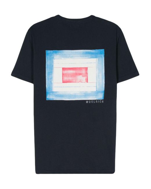 Woolrich Blue Graphic-Print Cotton T-Shirt for men