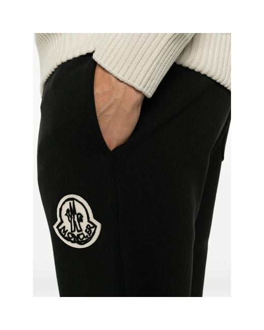 Moncler Black Logo-Patch Track Pants for men