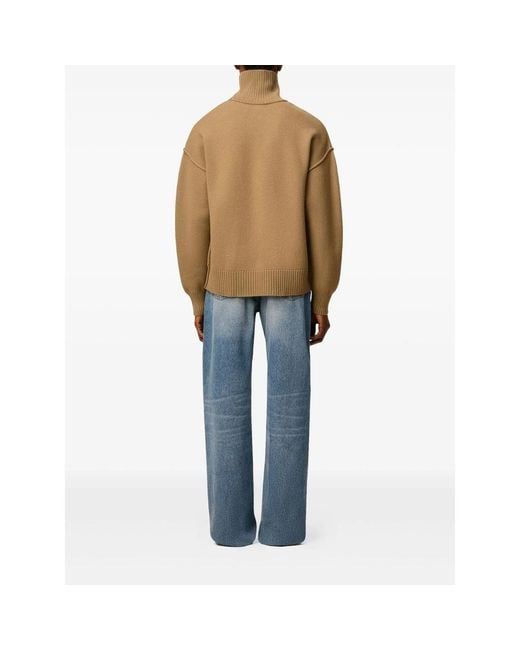 AMI Brown Ami De Coeur Funnel-Neck Sweater for men