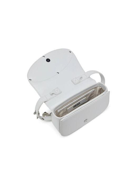 DIESEL White Shoulder Bag Calf Leather