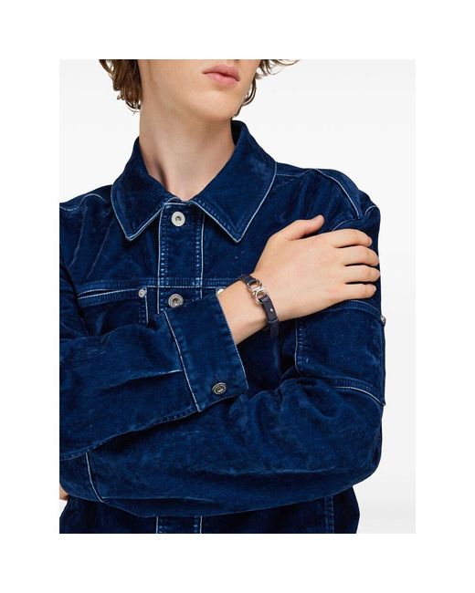 Ferragamo Black Gancini Braided Bracelet for men