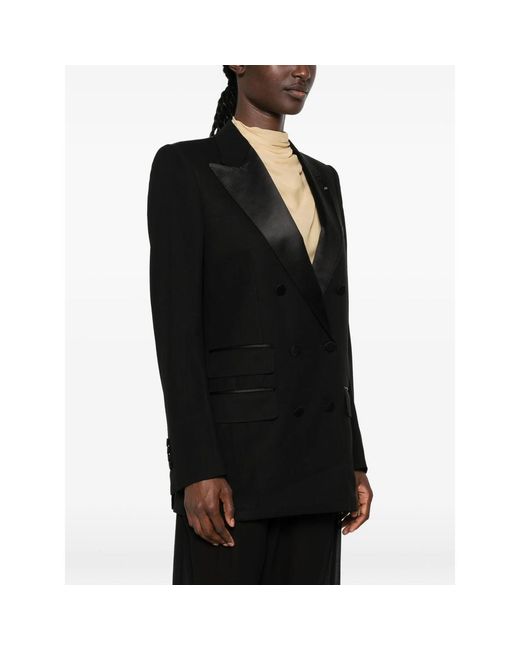 Tom Ford Black Double-Breasted Buttoned Blazer