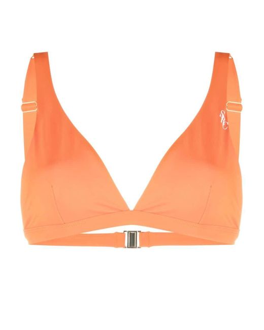 Sporty & Rich Orange Logo-print Triangle Bikini Top