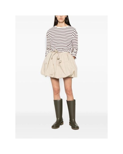 Patou Natural Bow-Detail Bubble-Hem Skirt