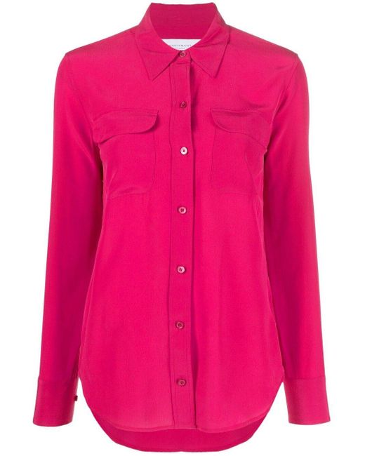 Equipment Pink Long-Sleeve Silk Shirt