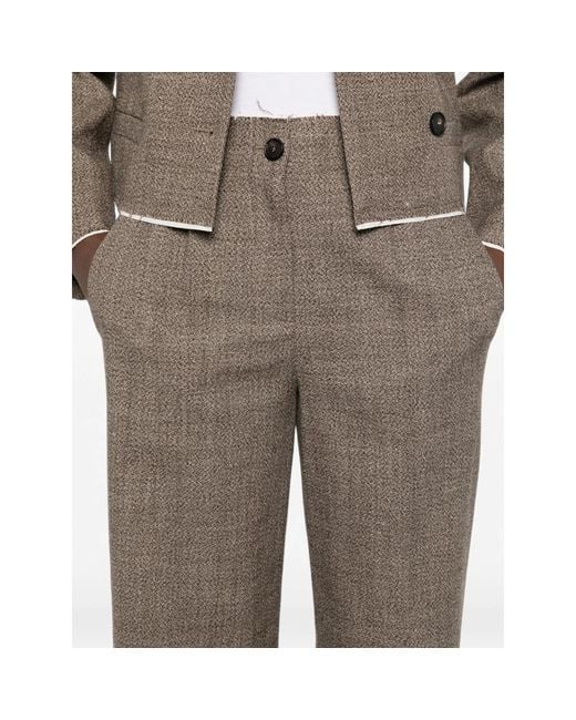 Tela Gray Marl-Effect Raw-Edge Trousers