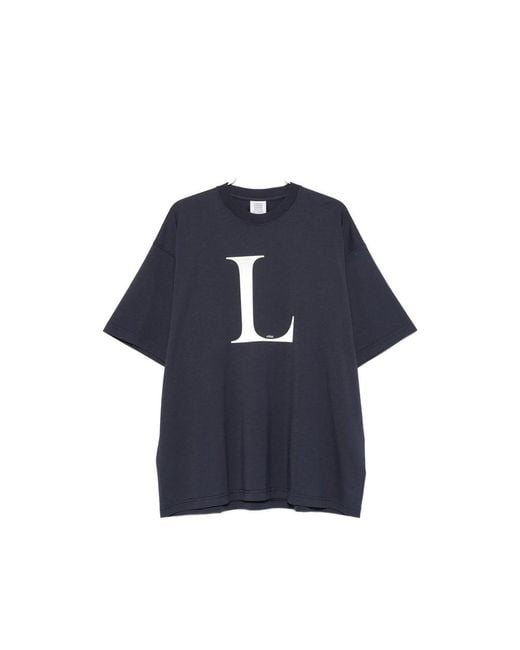 Vetements Blue Logo-Print T-Shirt for men