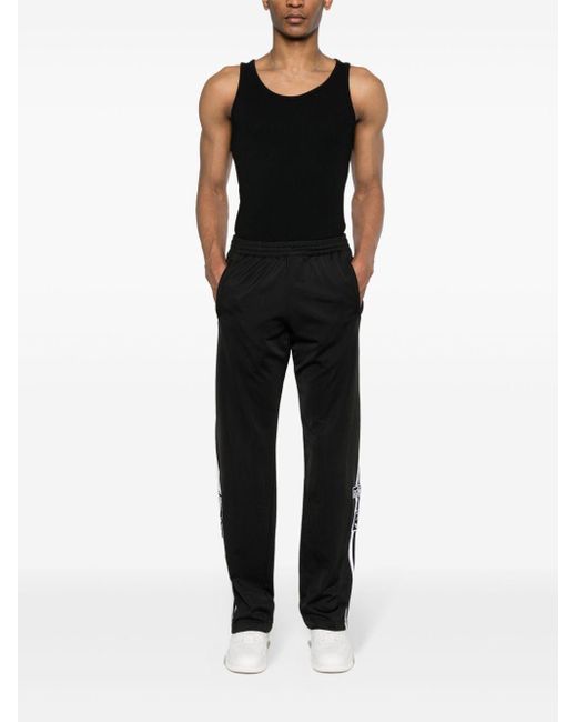Adidas Black 3-Stripe Embroidered-Logo Track Pants for men