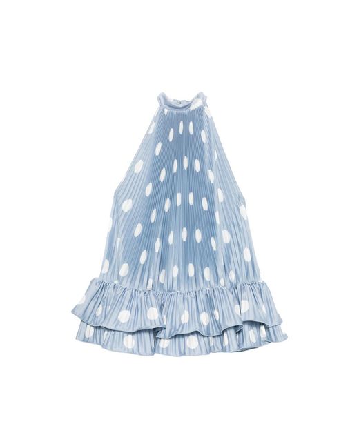 L'idée Blue Soleil Polka-Dot Pleated Mini Dress