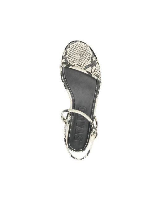 Staud White Open Toe Strappy Snakeskin Print Shoes
