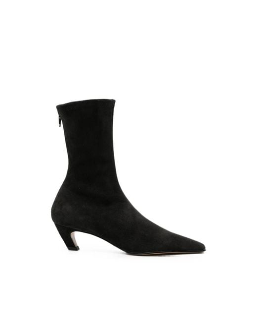 Khaite Black Arizona Pointed-Toe Suede Ankle Boots