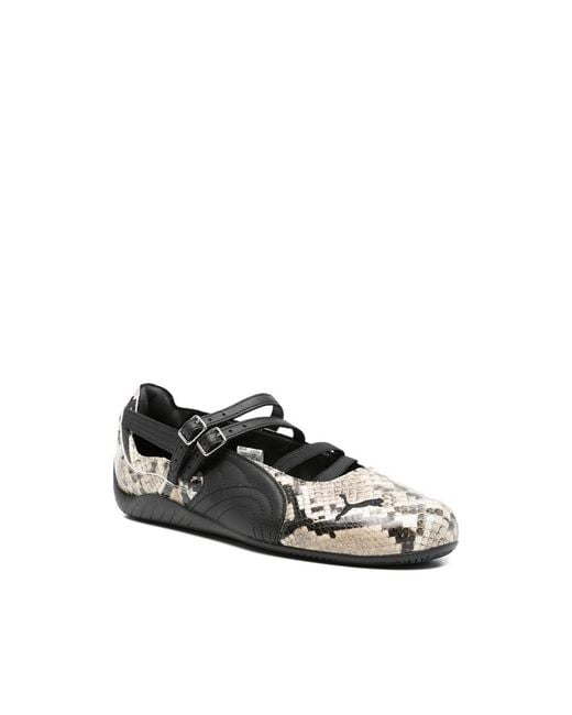 PUMA Black Speedcat Snake-Print Sneakers