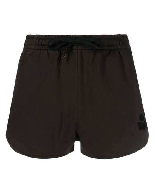 Isabel Marant Black Logo-Print Cotton Mini Shorts