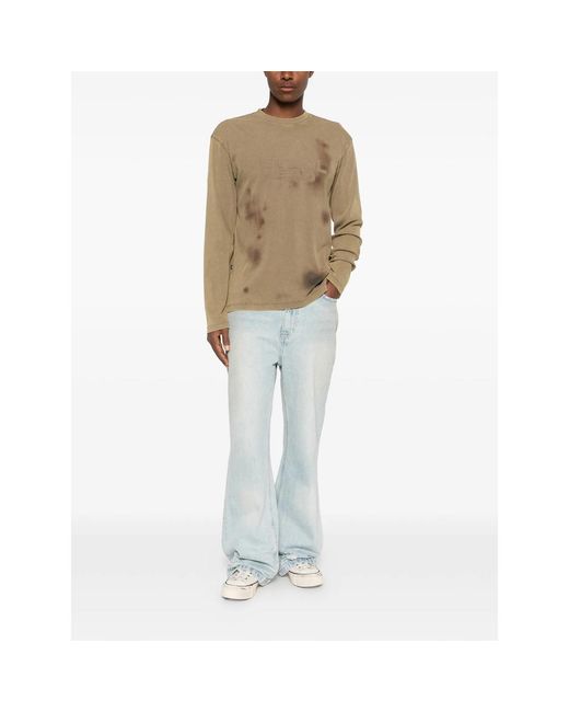 MADFRENZY Blue Distressed Bootcut Jeans for men