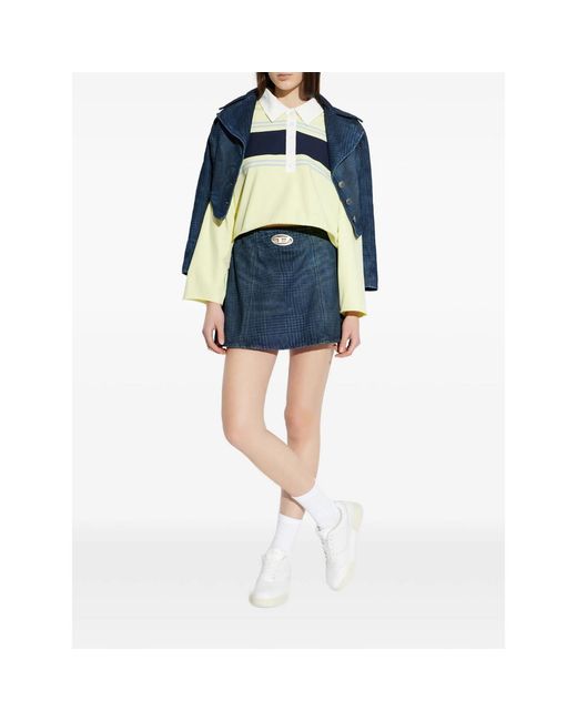 Re/done Yellow Striped Polo Top