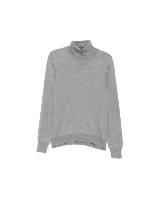 La Fileria Gray Roll-Neck Sweater for men