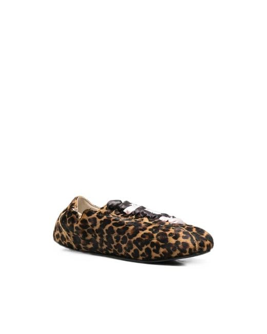 Repetto Brown Leopard-Print Lace-Up Ballet Flats