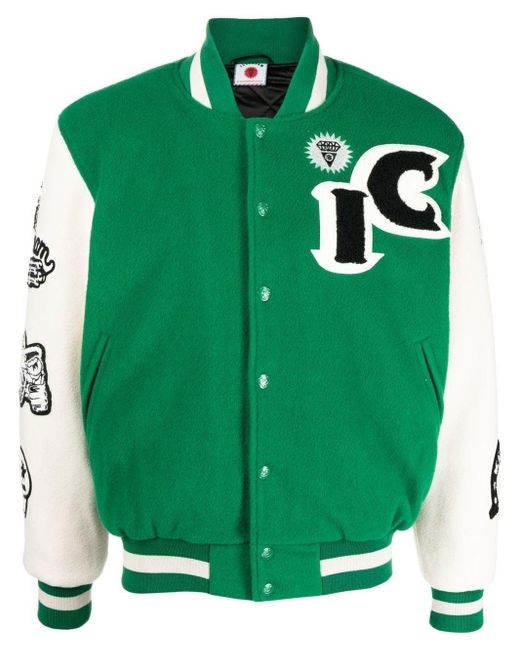 ICECREAM Green Rodeo Varsity Bomber Jacket for men