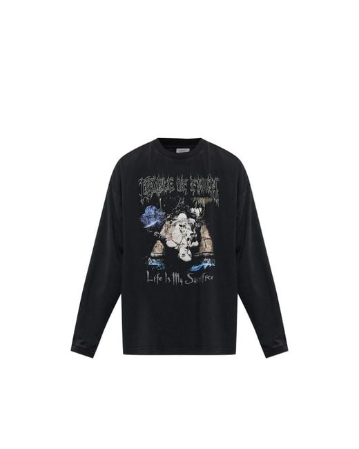 Vetements Black Graphic-Print Long-Sleeve T-Shirt for men