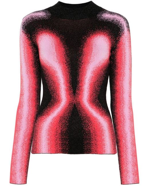 Y. Project Pink Mock-Neck Jacquard Top