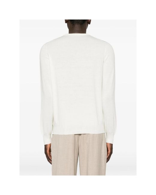 Fileria White Fine-Knit Long-Sleeve Knit for men
