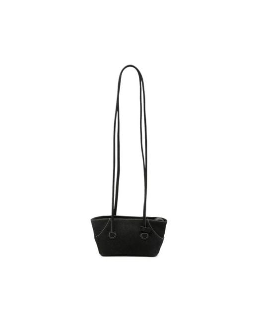 MARGE SHERWOOD Black Contrast-Stitched Leather Crossbody Bag