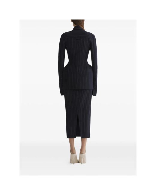 Mugler Black Pinstripe Tailored Jacket
