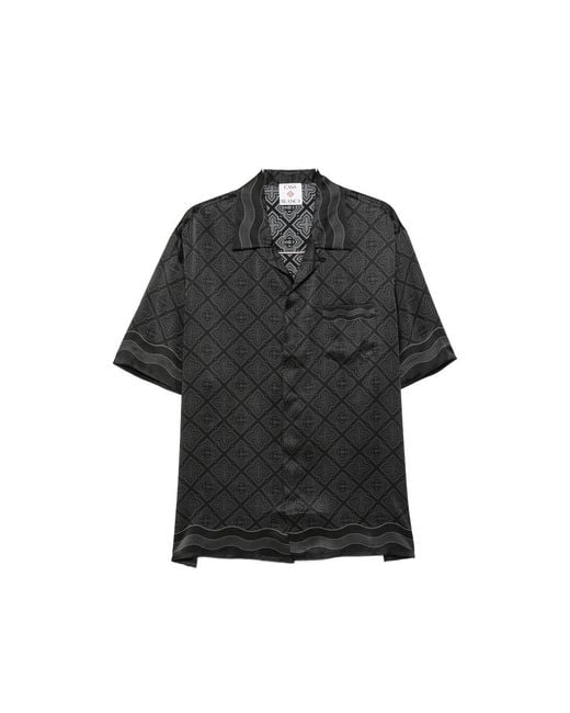 Casablanca Black Radiating Monogram Silk Shirt for men
